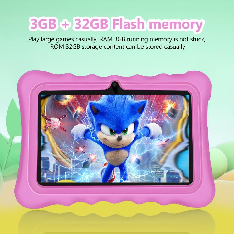 BDF T7 7 inch WiFi Kids Tablet PC with Silicone Case, 1GB+16GB, Android 8.1 MTK6735 Quad Core CPU, US Plug, 3GB+32GB