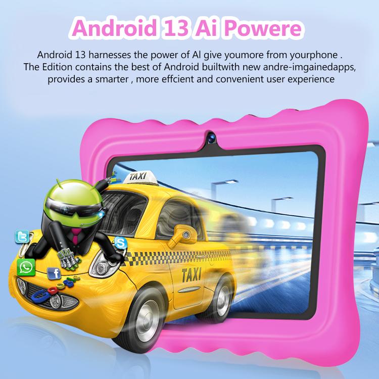 BDF T7 7 inch WiFi Kids Tablet PC with Silicone Case, 1GB+16GB, Android 8.1 MTK6735 Quad Core CPU, US Plug, 3GB+32GB