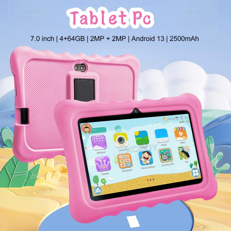 BDF T7 7 inch WiFi Kids Tablet PC with Silicone Case, 2GB+32GB, Android 8.1 MTK6735 Quad Core CPU, US Plug, 4GB+64GB