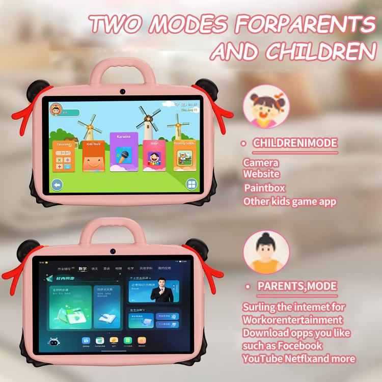 BDF 7 inch WiFi Kids Tablet PC with Nezha Silicone Case, 2GB+32GB, Android 8.1 MTK6735 Quad Core CPU, US Plug, 4GB+64GB