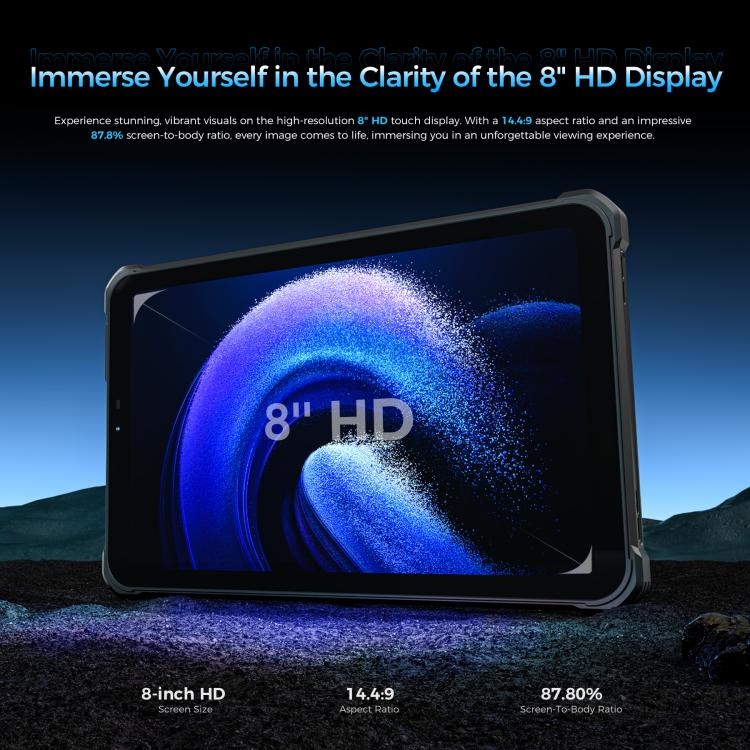 OUKITEL RT3 Plus 4G Network IP68/IP69K Rugged Tablet, 4GB+128GB, 8.0 inch Android 15 MediaTek G81 Octa-Core Support Dual SIM, EU Plug, RT3 Plus 4GB+128GB