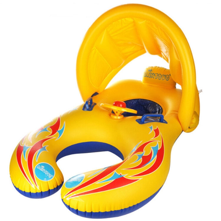 Water Fun Children Sunshade Swimming Circle Yacht, Size: 100x70cm, Yellow Pattern, Blue Marine Fish Pattern, Beige Marine Fish Pattern