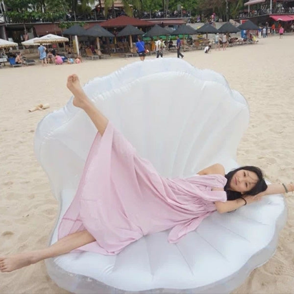 Inflatable Scallop Shaped Floating Mat Swimming Ring, Inflated Size: 170 x 130 x 100cm, Scallop