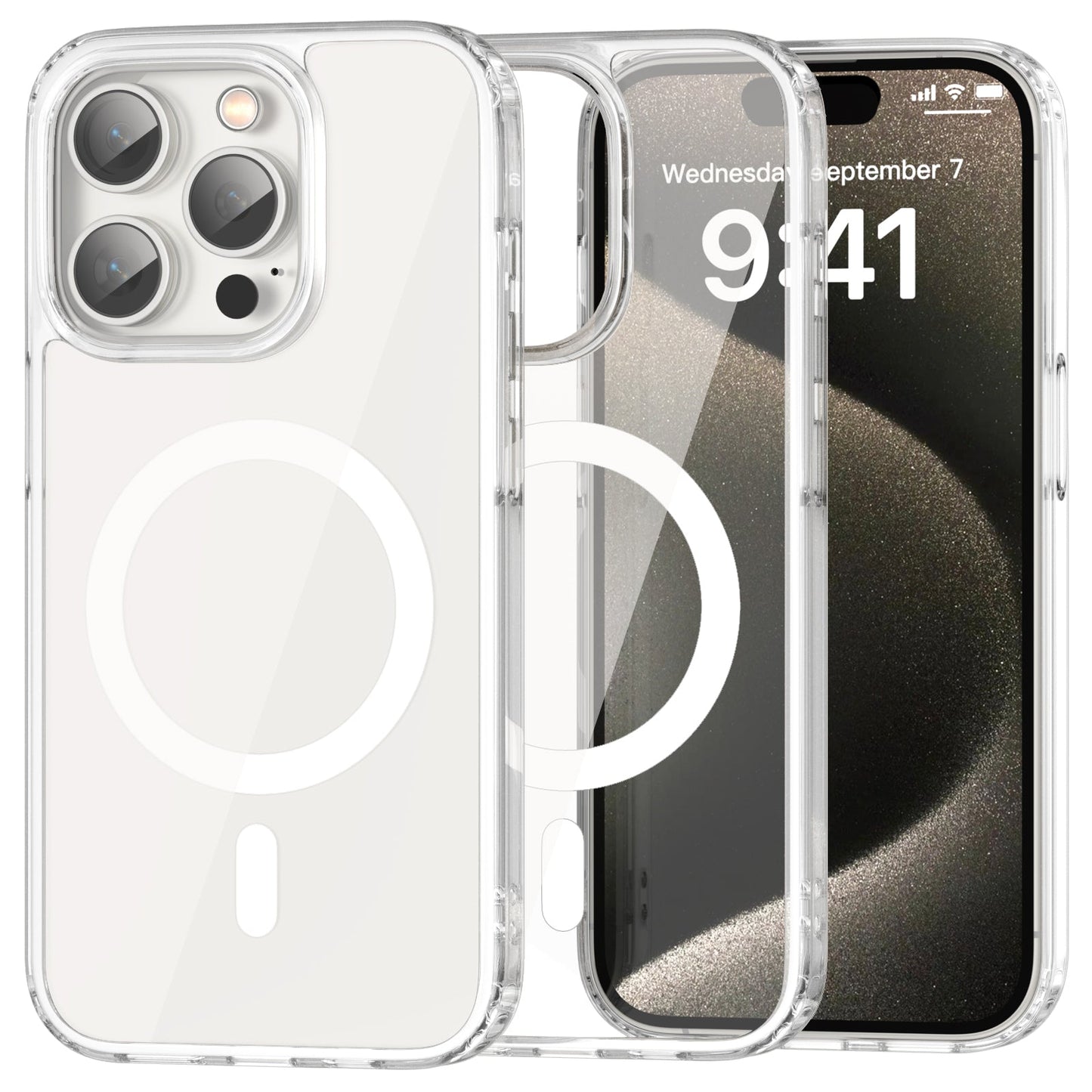 iPhone 15 Pro Crystal Clear Magnetic Slim-Fit Protective Case with MagSafe for Wireless Charging
