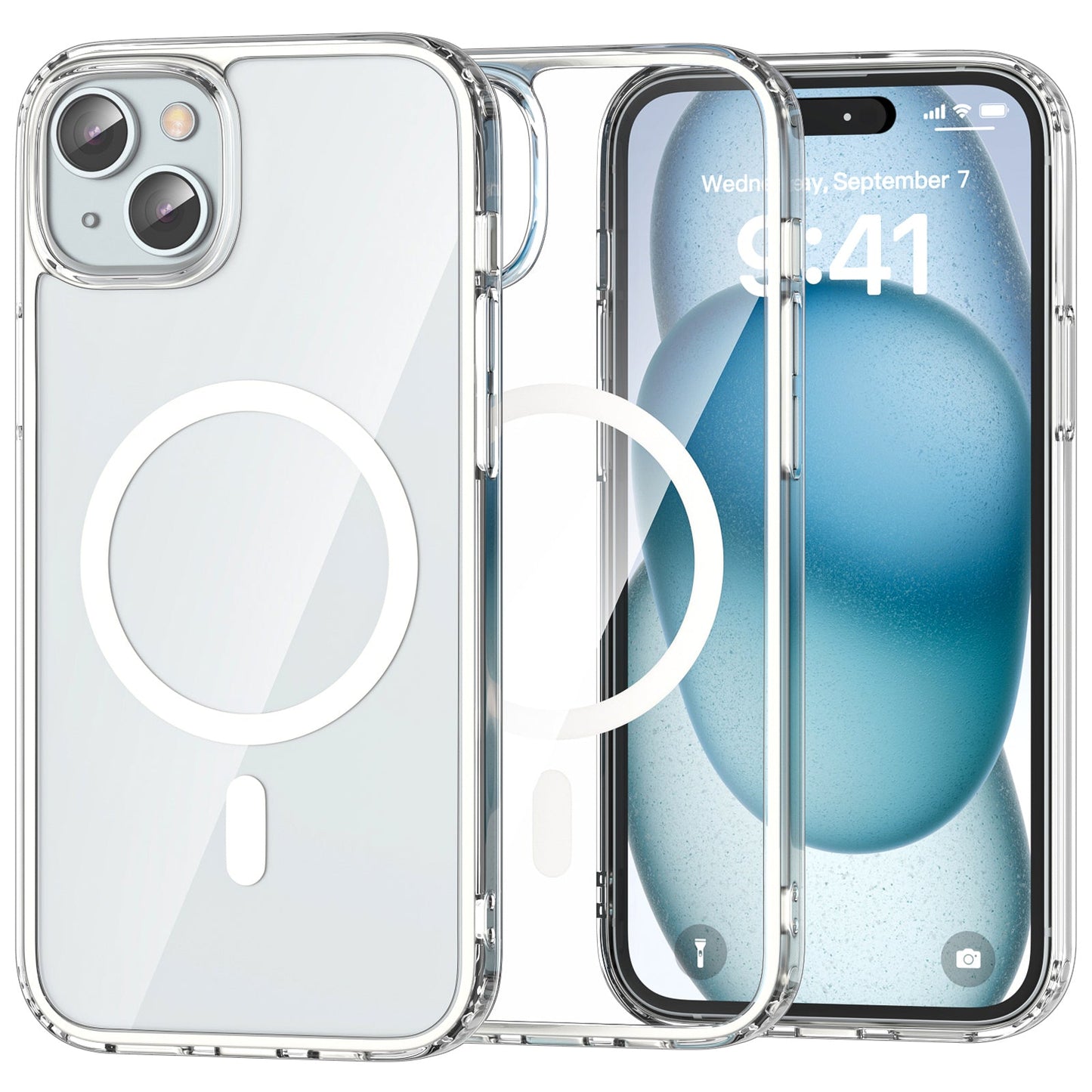iPhone 15 Crystal Clear Magnetic Slim-Fit Protective Case with MagSafe for Wireless Charging