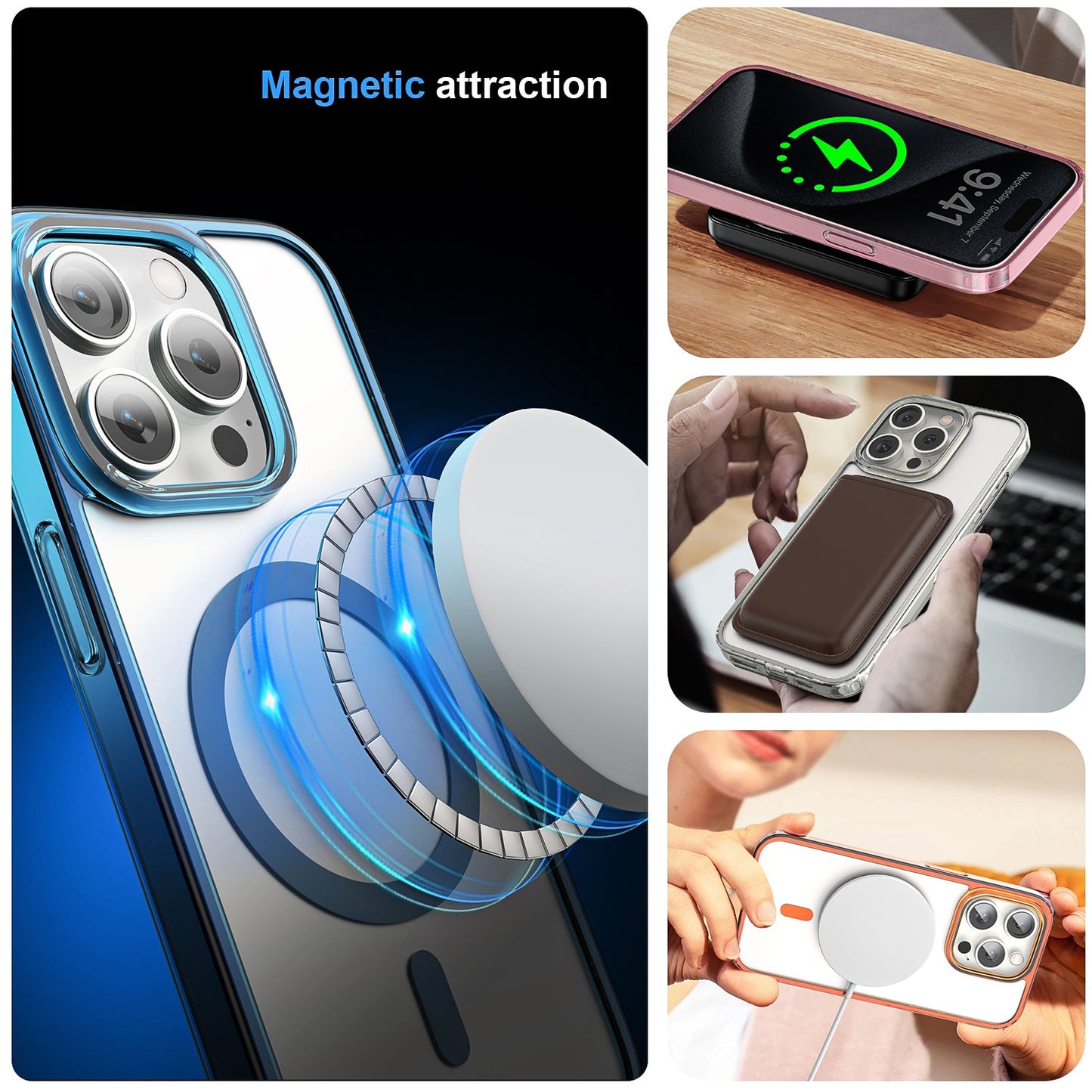 iPhone 15 Pro Max Crystal Clear Magnetic Slim-Fit Protective Case with MagSafe for Wireless Charging