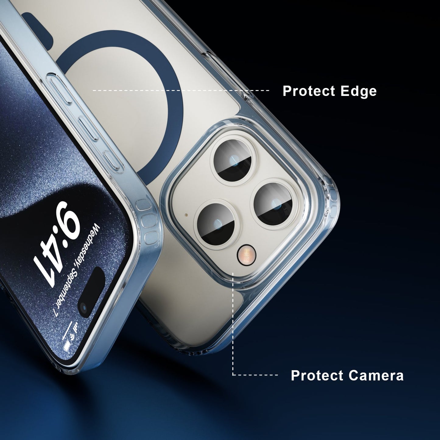 iPhone 15 Pro Crystal Clear Magnetic Slim-Fit Protective Case with MagSafe for Wireless Charging