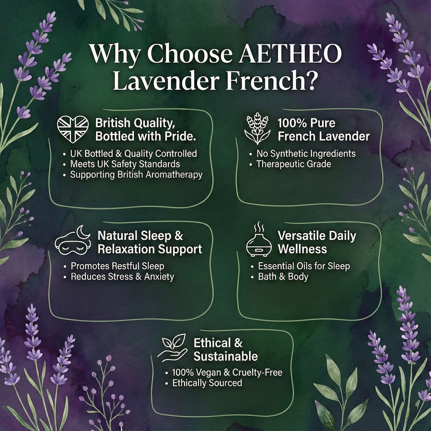Aetheo French Lavender Essential Oil — 100% Pure, 10ml, UK Bottled