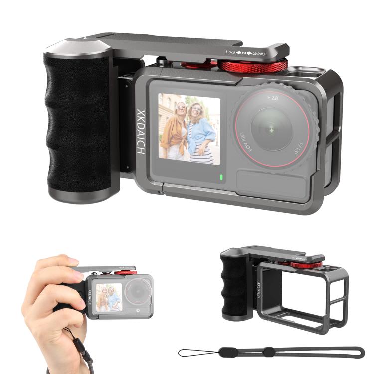 For DJI Osmo Action 5 Pro / 4 / 3 XKDAICH Metal Camera Cage Expansion Adapter with Handle Grip
