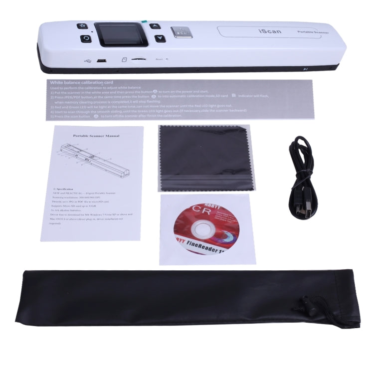 iScan02 Double Roller Mobile Document Portable Handheld Scanner with LED Display,  Support 1050DPI  / 600DPI  / 300DPI  / PDF / JPG / TF, iScan02 White, iScan02 Black