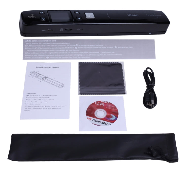 iScan02 WiFi Double Roller Mobile Document Portable Handheld Scanner with LED Display,  Support 1050DPI  / 600DPI  / 300DPI  / PDF / JPG / TF, WiFi iScan02 Black, WiFi iScan02 White