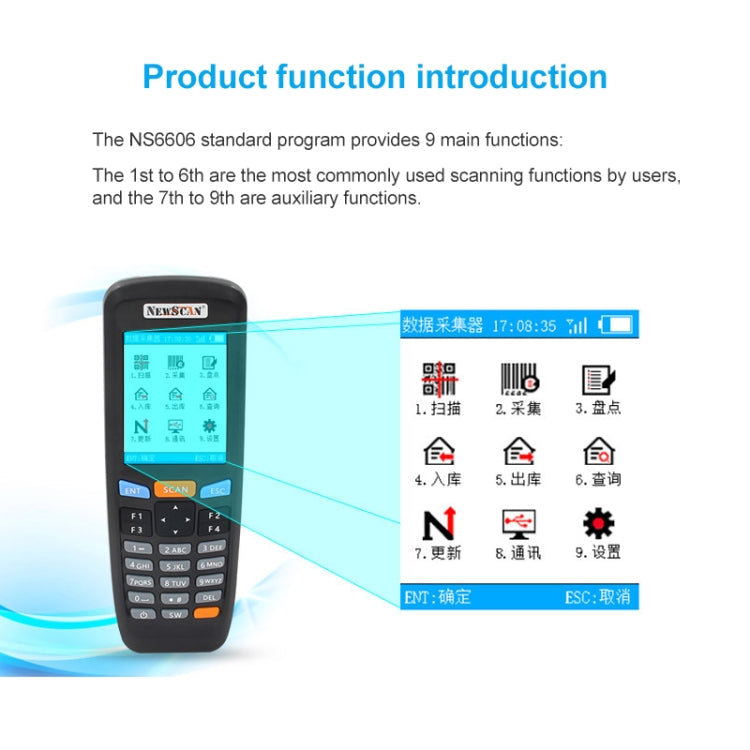 NEWSCAN NS6606T Two-dimensional Image Wireless Barcode Scanner Collector, NS6606T