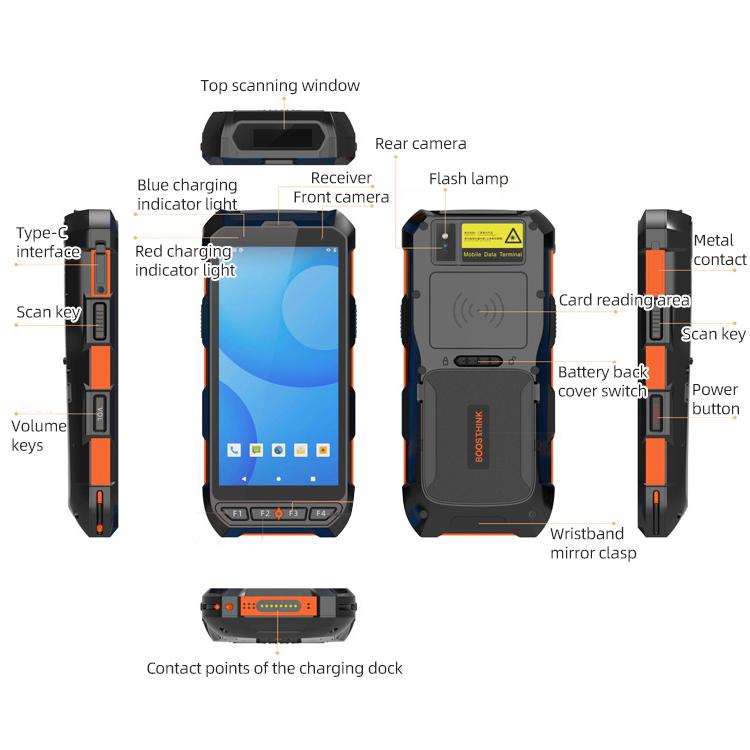 5.5 inch Android 10 IP65 RFID Handheld Industrial Data Terminal Barcode Scanner, Style: NFC UHF, NFC HF