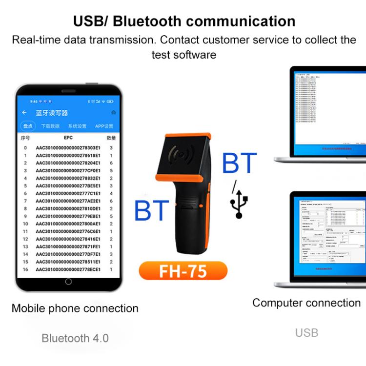 UHF 915M Inventory Terminal RF Tag Handheld RFID Bluetooth Reader, Reading Distance: 0-3m, 0-3m