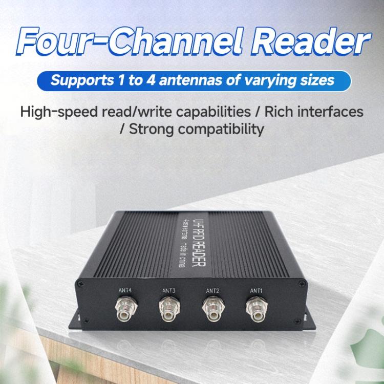 RFID 4-Channel UHF Long-Range Reader, Industrial Access Control & Warehouse Management RFID Reader / Writer, Reader
