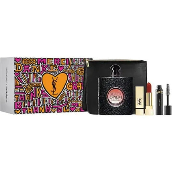 Yves Saint Laurent Black Opium Gift Set 90ml EDP + 2ml Lash Clash Mascara - 01 + 1.3g Rouge Pur Couture Lipstick - 1966