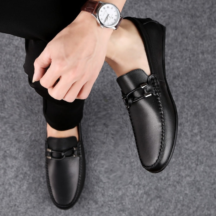 Soft and Comfortable Round Head PCowpea Embossing Surface Leather Shoes for Men, 43