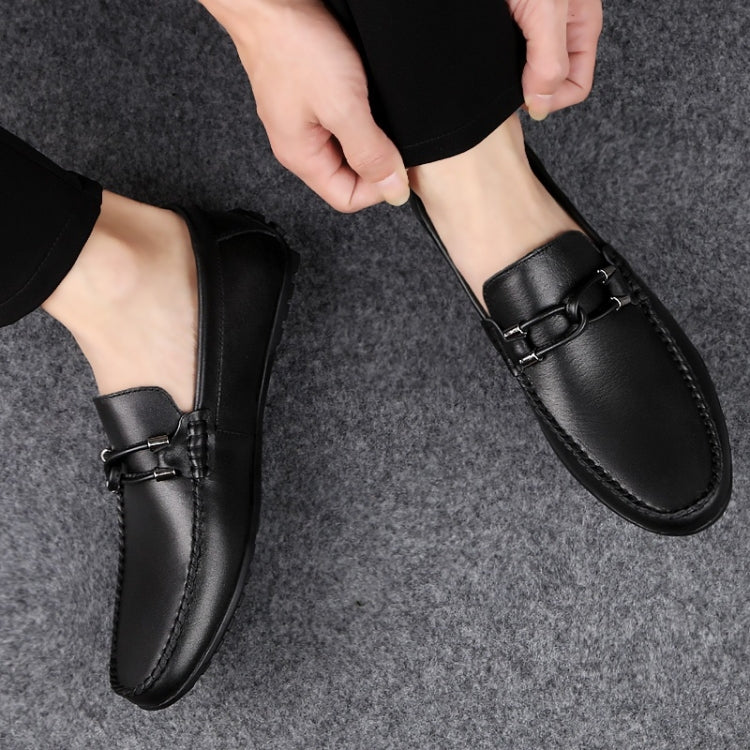 Soft and Comfortable Round Head PCowpea Embossing Surface Leather Shoes for Men, 43