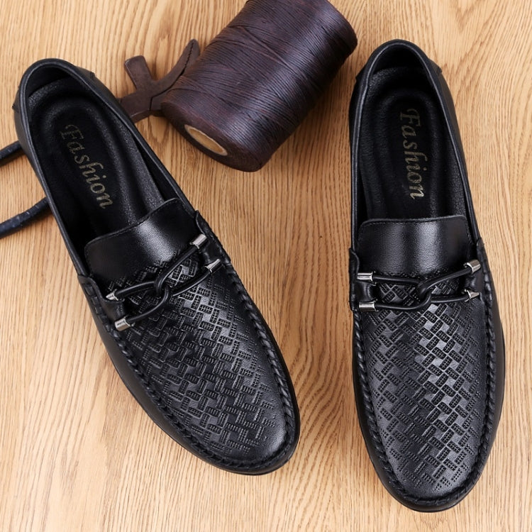Soft and Comfortable Round Head PCowpea Embossing Surface Leather Shoes for Men, 43