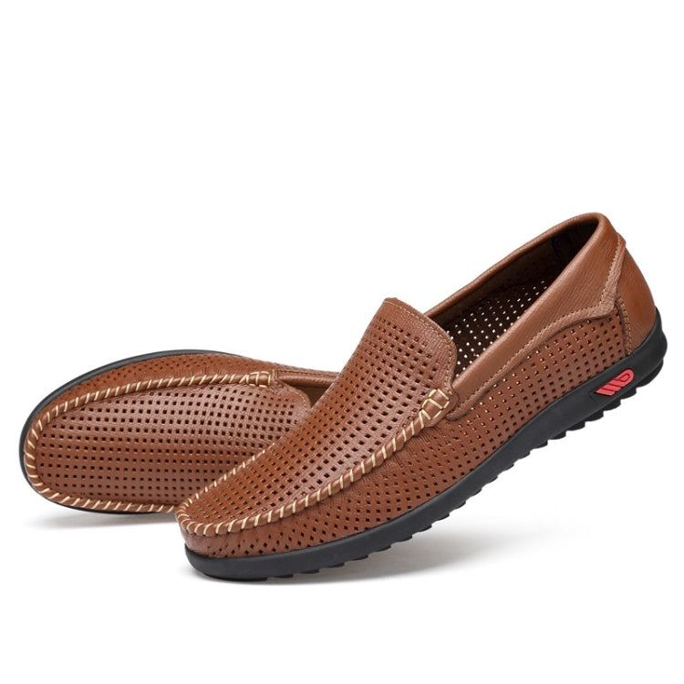 Round Head Hollow Breathable and Comfortable Casual Leather Shoes, 43