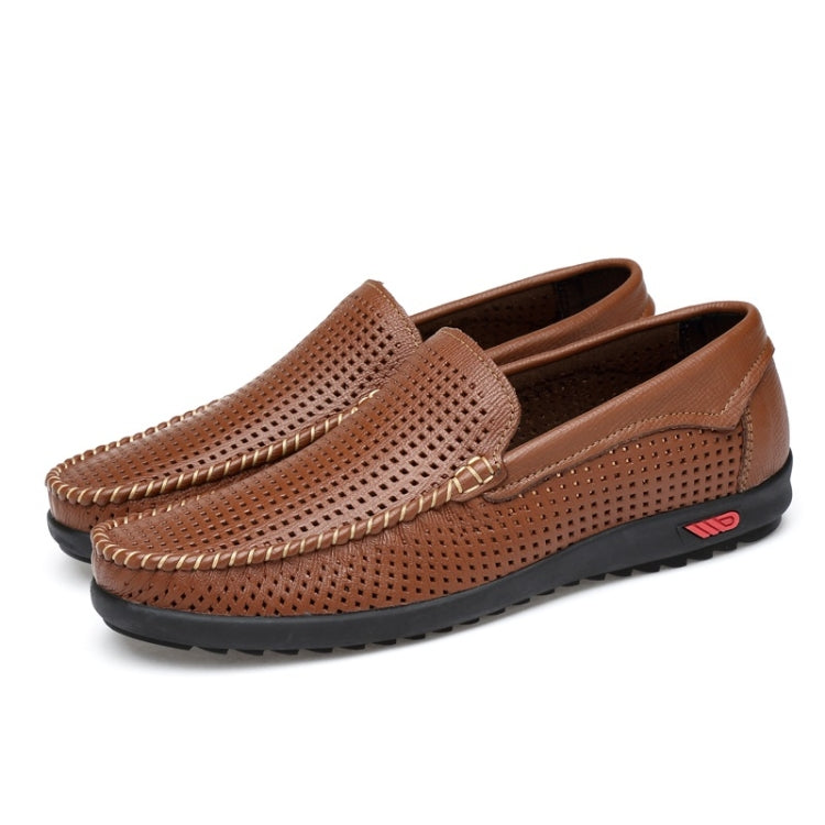 Round Head Hollow Breathable and Comfortable Casual Leather Shoes, 43