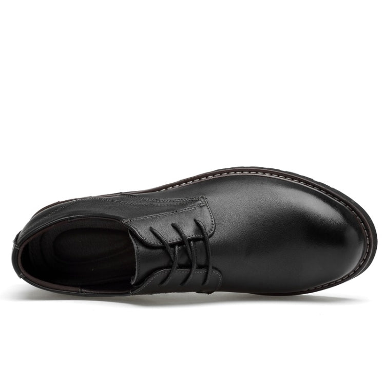 Round Head Solid Color First Layer Cowhide Casual Shoes for Men, 48