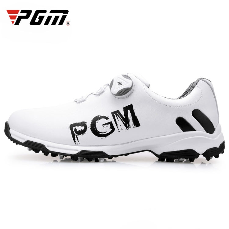 PGM Golf Rotating Buckle Waterproof Microfiber Leather Breathable Non-slip Sneakers for Men(Color:White Green Size:45), 39, 40, 41, 42, 43, 44