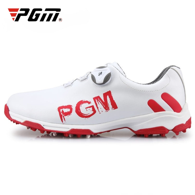 PGM Golf Rotating Buckle Waterproof Microfiber Leather Breathable Non-slip Sneakers for Men(Color:White Green Size:45), 39, 40, 41, 42, 43, 44