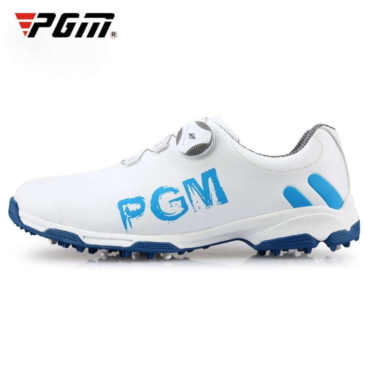 PGM Golf Rotating Buckle Waterproof Microfiber Leather Breathable Non-slip Sneakers for Men(Color:White Green Size:45), 39, 40, 41, 42, 43, 44