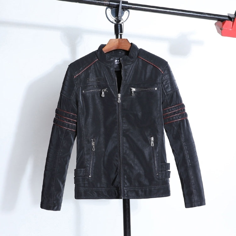 Men Casual Leather Jacket Coat(Color:Coffee Size:XXXL), M, L, XL, XXL, XXXL