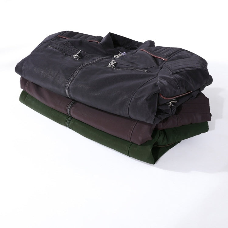 Men Casual Leather Jacket Coat(Color:Coffee Size:XXXL), M, L, XL, XXL, XXXL