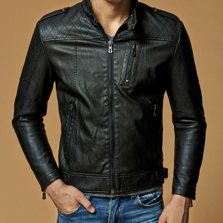 Men Plus Velvet Motorcycle Jacket Coat (Color:Coffee Size:XXXL), M, L, XL, XXL, XXXL, 4XL