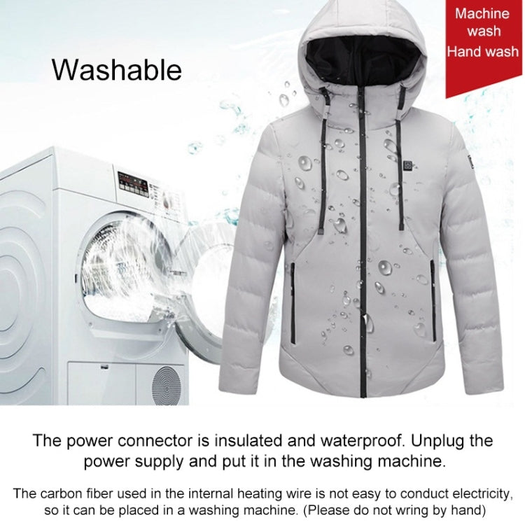 Men and Women Intelligent Constant Temperature USB Heating Hooded Cotton Clothing Warm Jacket, 7XL