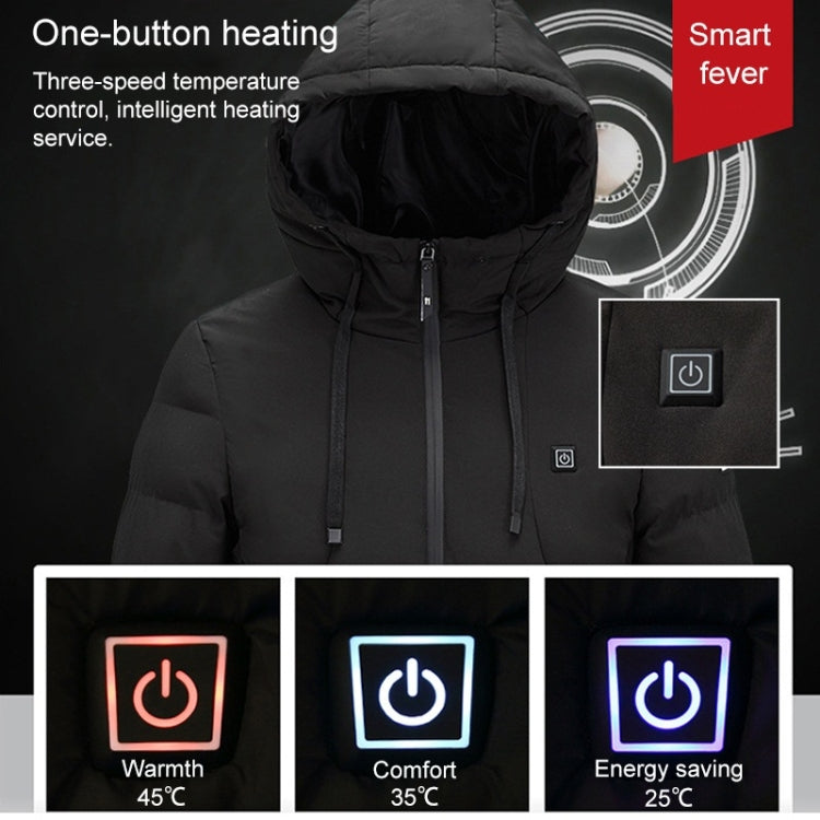 Men and Women Intelligent Constant Temperature USB Heating Hooded Cotton Clothing Warm Jacket, 7XL