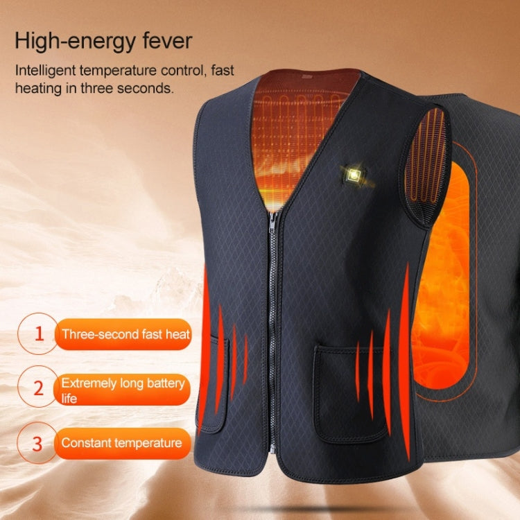 Plus Velvet Inside Men and Women Intelligent Charging Heating Vest Warm Clothes(Color:Black Size:XXXL), M, L, XL, XXL, XXXL