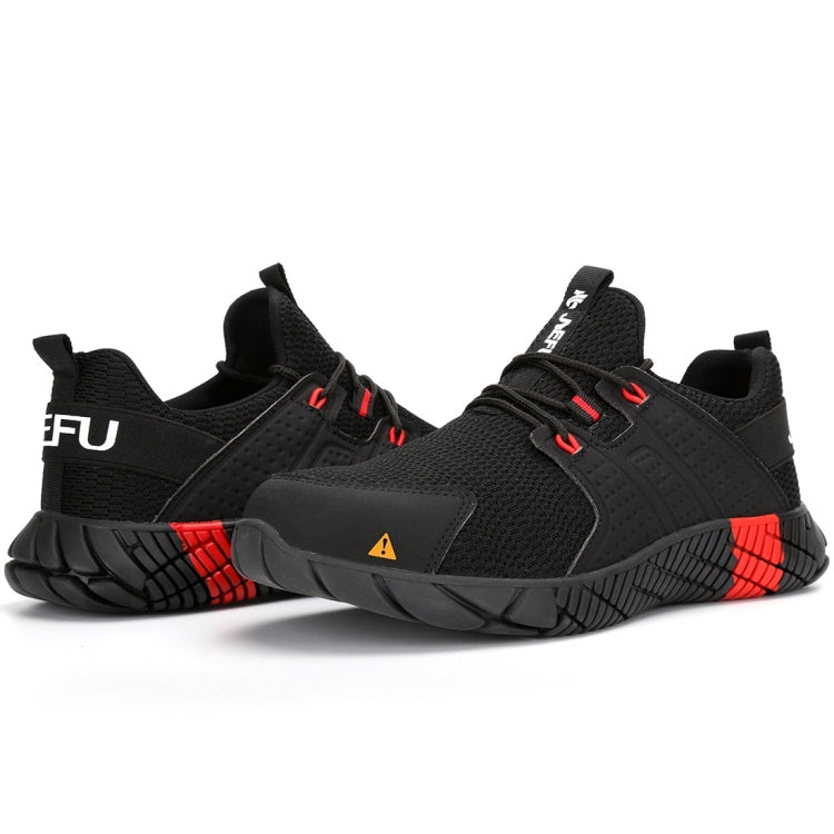 Jiefu Anti Smash And Stab Resistant Lightweight Breathable Anti Odor Flying Fabric Safety Shoes (Color:Black Size:45), 36, 37, 38, 39, 40, 41, 42, 43, 44, 45, 46, 47, 48