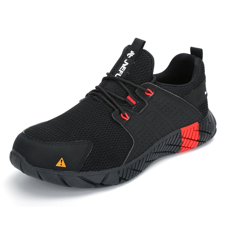 Jiefu Anti Smash And Stab Resistant Lightweight Breathable Anti Odor Flying Fabric Safety Shoes (Color:Black Size:45), 36, 37, 38, 39, 40, 41, 42, 43, 44, 45, 46, 47, 48