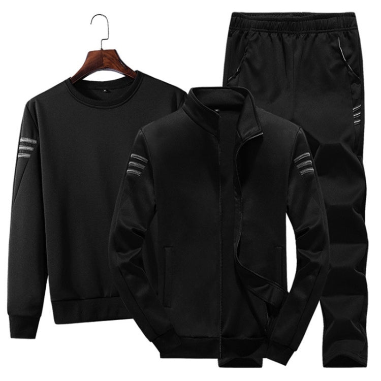 3 in 1 Autumn Thin Velvet Round Neck Bottoming Shirt + Stand Collar Cardigan Jacket + Trousers Casual Sports Suit for Men, M, L, Xl, Xxl, XXXL, XXXXL