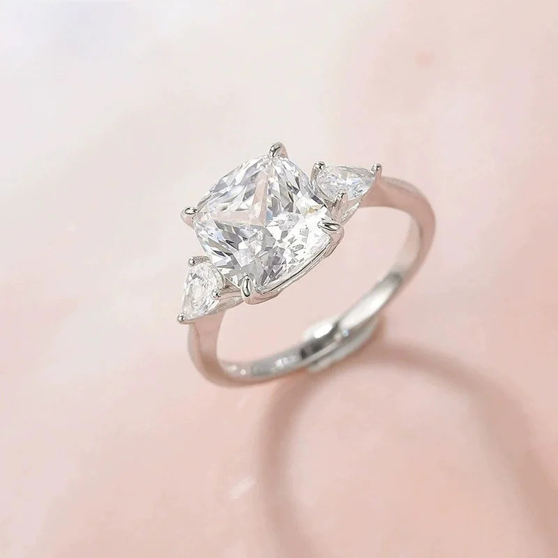 Wholesale 925 Sterling Silver Ring with 3.5 Carat 5A Zircon in 9x9mm Pillow Cut for Women
