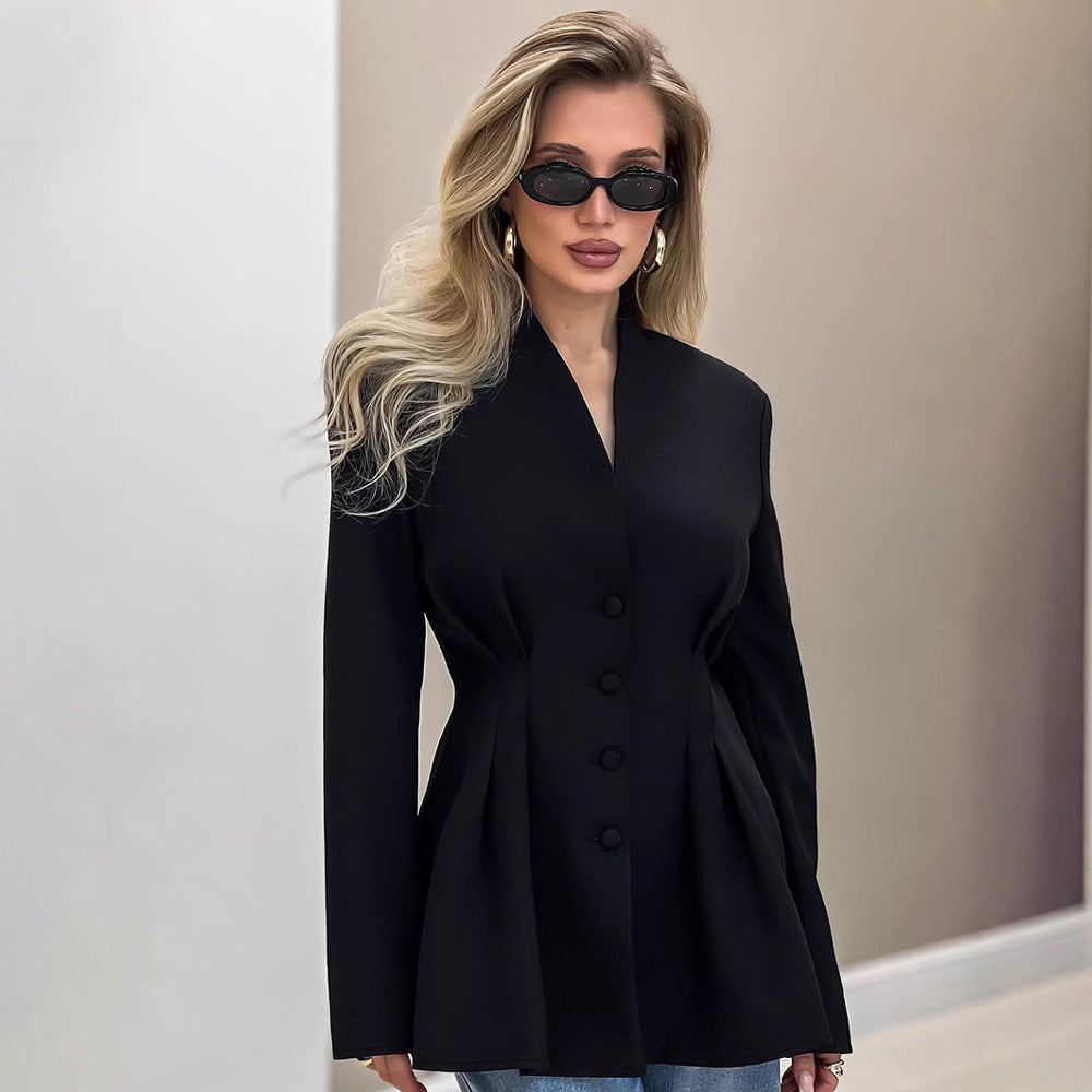 European and American Women's Fashion Autumn Elegant Slim-Fit Waist