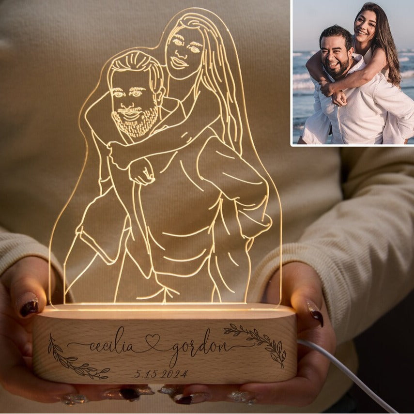 Cross-border drawing personalized portrait 3D night light photo pet company birthday wedding gift father's day ornaments