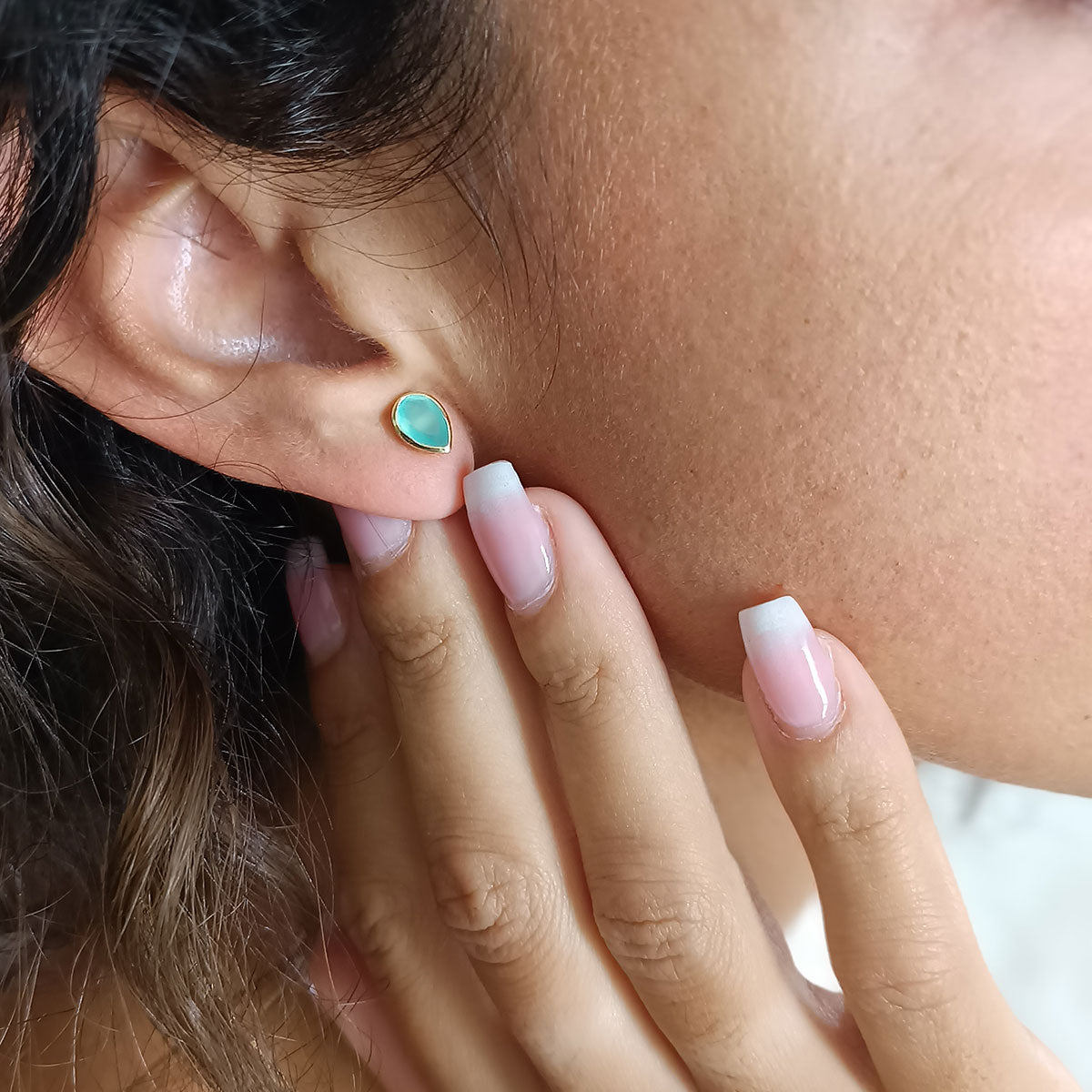 Simi Gemstone Studs with Pariba Onyx