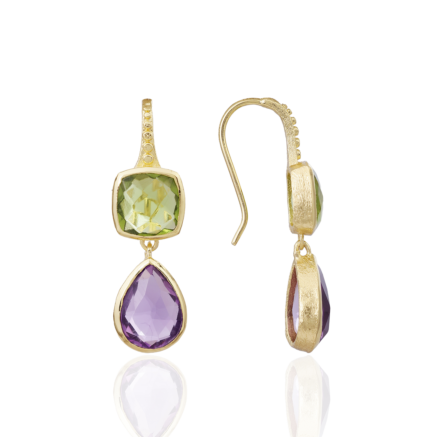 Charis Double Gemstone Earrings Peridot & Amethyst