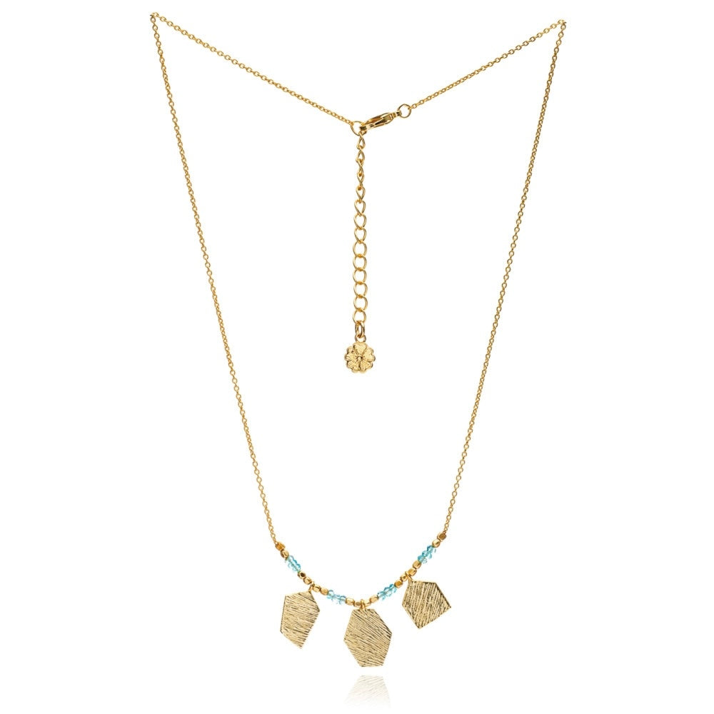 Athena Thetis Gemstone and Textured Charm Necklace Apatite/Peach Agate/Tourmaline