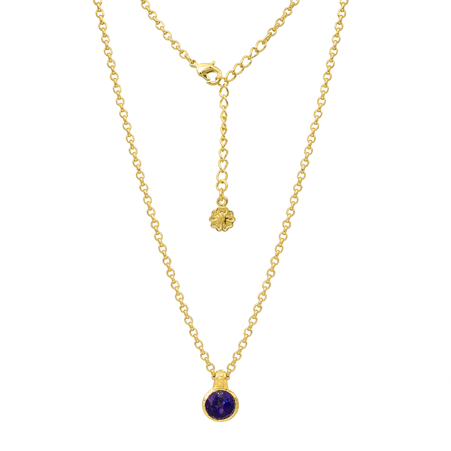 Charis Round Gemstone Necklace Lapis