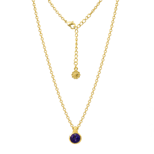 Charis Round Gemstone Necklace Lapis