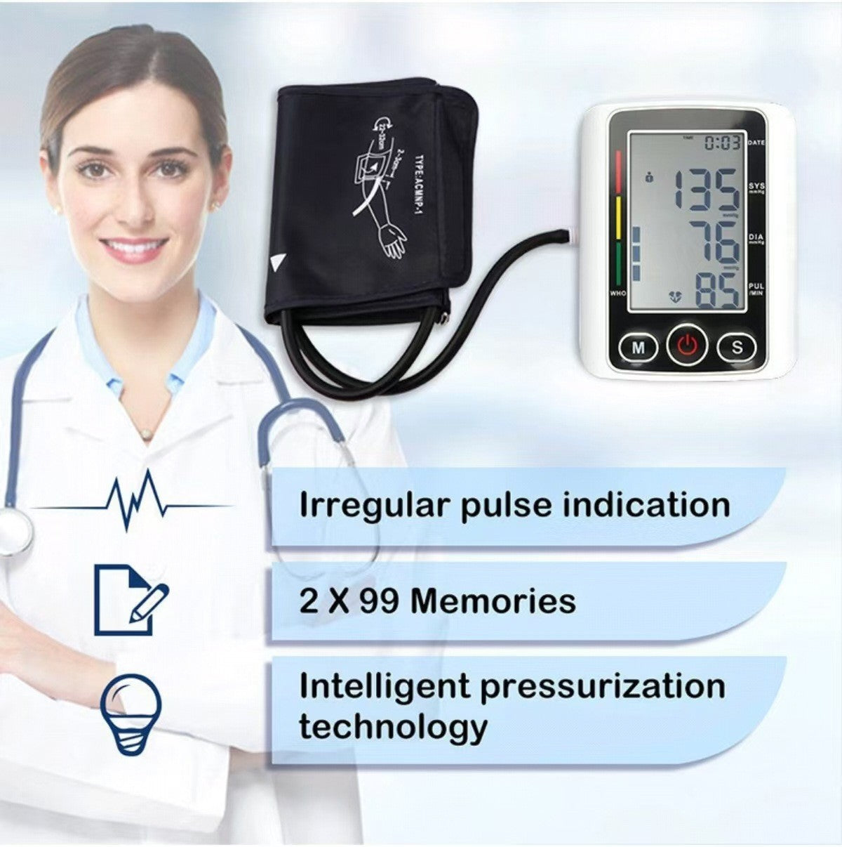 Digital Blood Pressure Monitor Automatic Arm Pulse Meter Voice Talking BP Machine(US Logistics only For USPS.TK/TMEU only For self-pickup)(Platform policies vary; relevant qualifications are attached via link, please do not list products without required