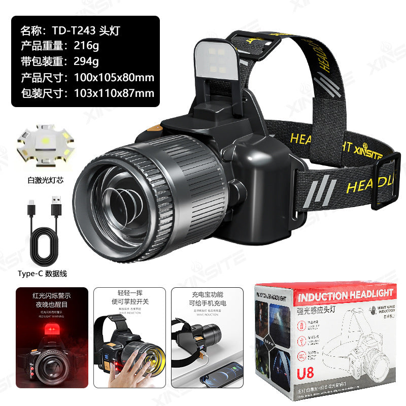 Cross-Border Hot-Selling Product: Strong Light, Long-Range, Rechargeable, Waterproof, Long-Lasting Head-Mounted Outdoor Night Fishing Light, Ultra-Long Headlamp