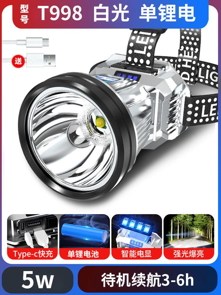 Cross-Border Hot-Selling Product: Strong Light, Long-Range, Rechargeable, Waterproof, Long-Lasting Head-Mounted Outdoor Night Fishing Light, Ultra-Long Headlamp