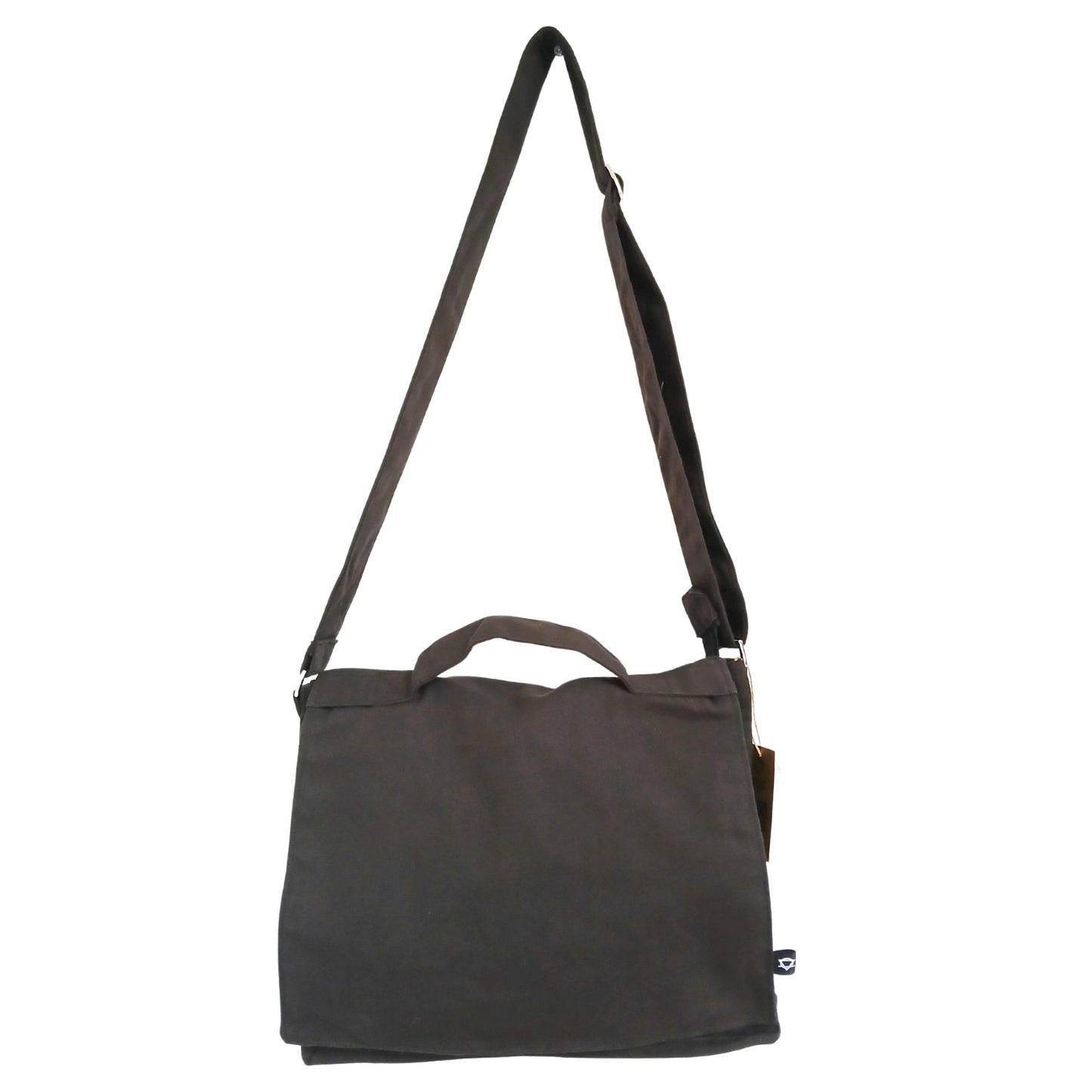Cotton Canvas Laptop Messenger Bag - Charcoal